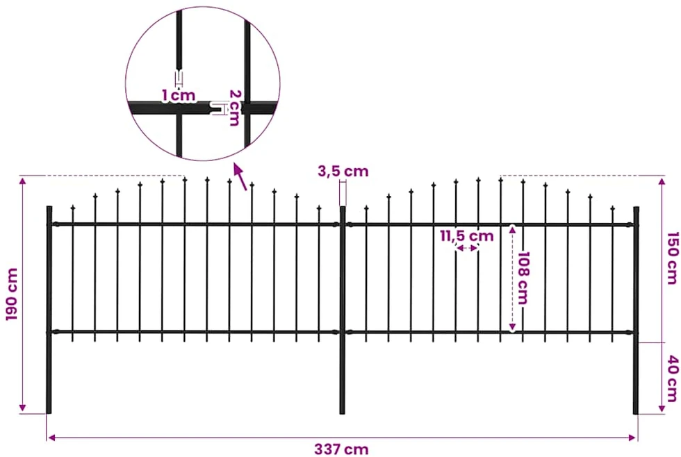 Sodo tvora su iečių viršug., juoda, (1,25-1,5)x3,4m, plienas