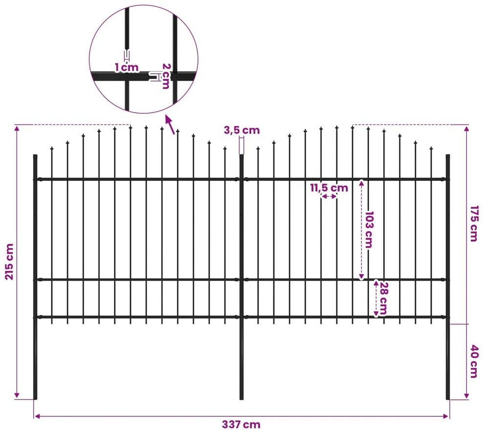 Sodo tvora su iečių viršug., juoda, (1,5-1,75)x3,4m, plienas