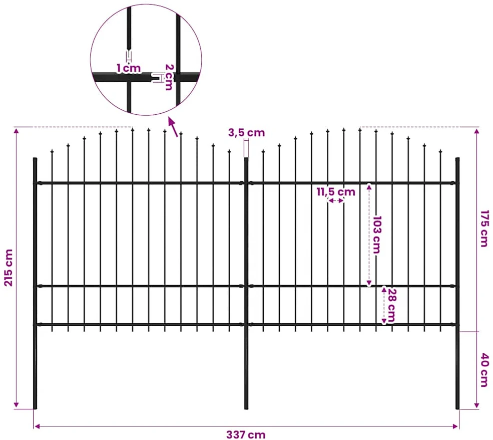 Sodo tvora su iečių viršug., juoda, (1,5-1,75)x3,4m, plienas