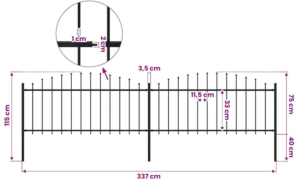 Sodo tvora su iečių viršug., juoda, (0,5-0,75)x3,4m, plienas