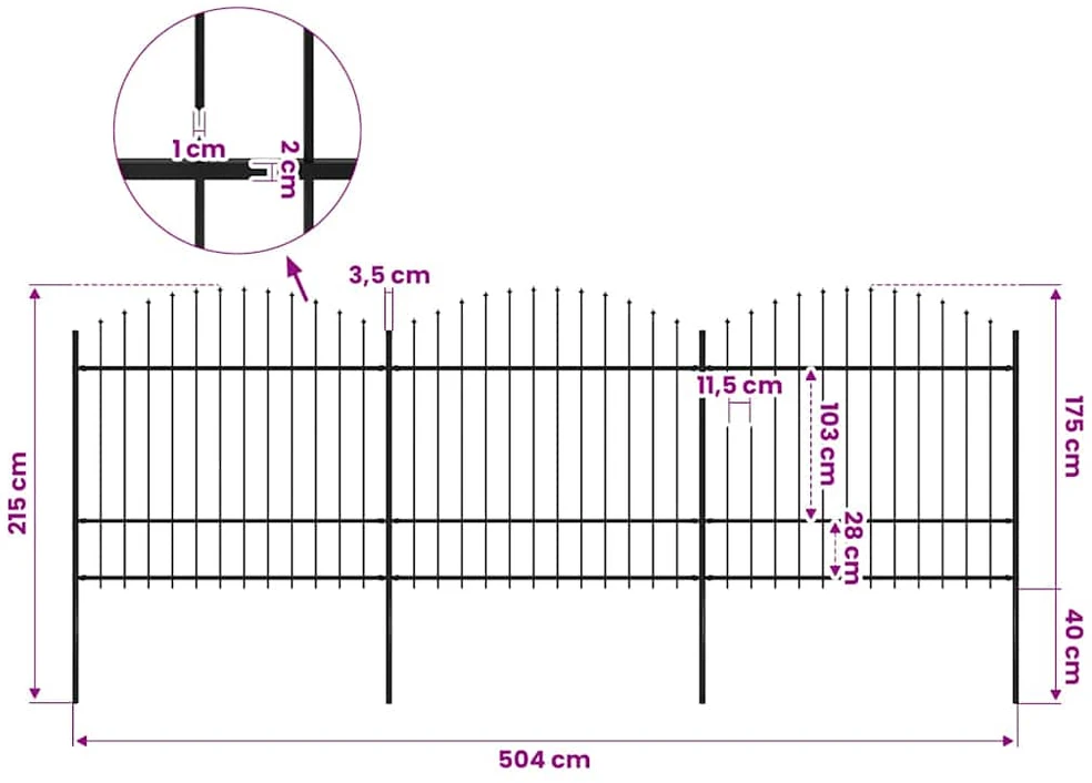 Sodo tvora su iečių viršug., juoda, (1,5-1,75)x5,1m, plienas