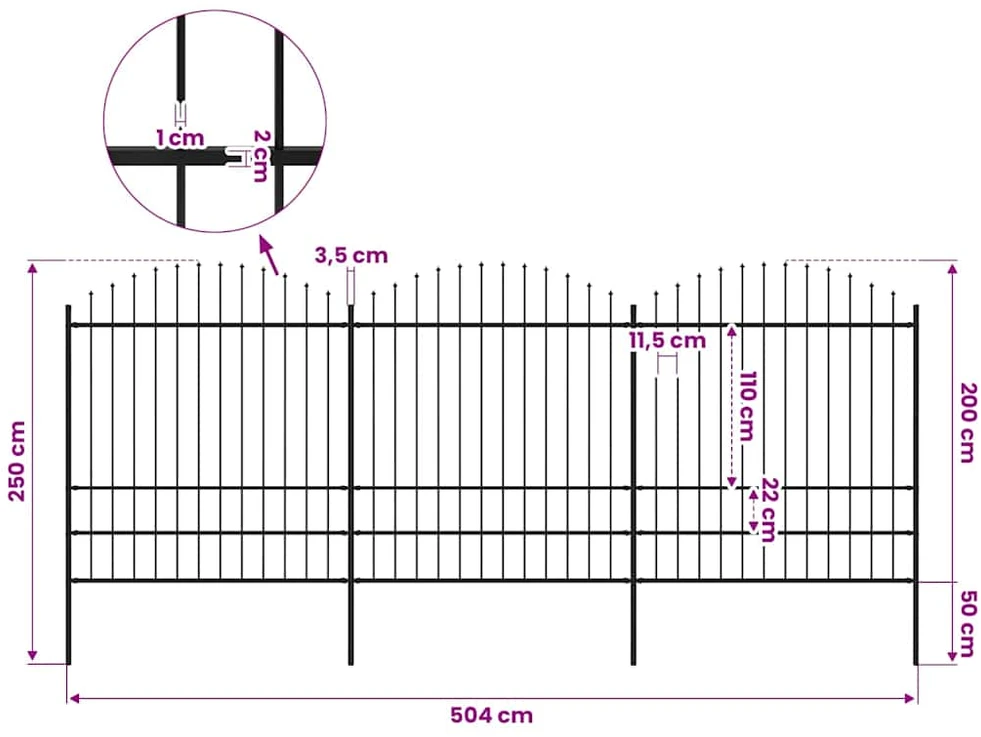 Sodo tvora su iečių viršug., juoda, (1,75-2)x5,1m, plienas