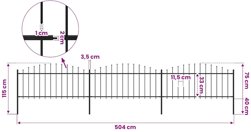 Sodo tvora su iečių viršug., juoda, (0,5-0,75)x5,1m, plienas