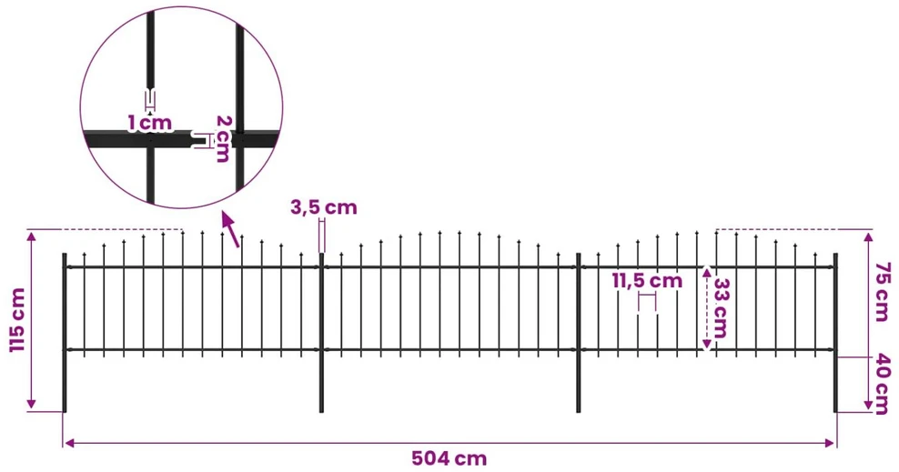 Sodo tvora su iečių viršug., juoda, (0,5-0,75)x5,1m, plienas