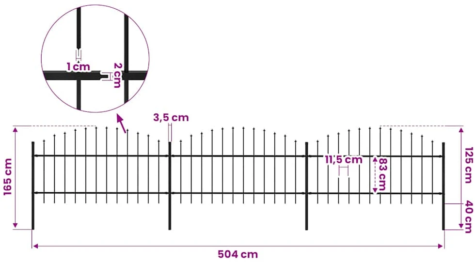 Sodo tvora su iečių viršug., juoda, (1-1,25)x5,1m, plienas
