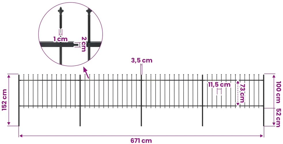 Sodo tvora su iečių viršugal., juoda, 6,8x1m, plienas