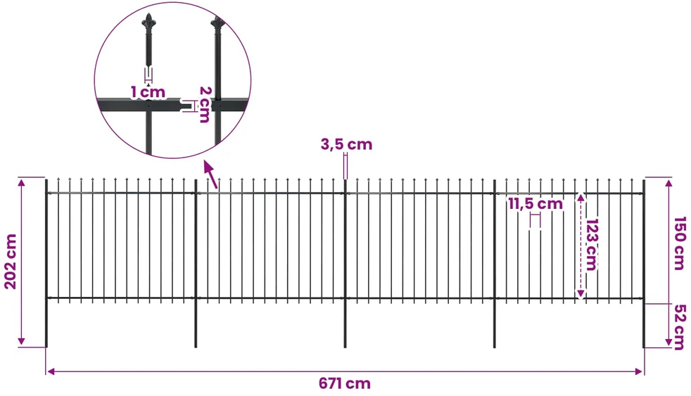 Sodo tvora su iečių viršugal., juoda, 6,8x1,5m, plienas