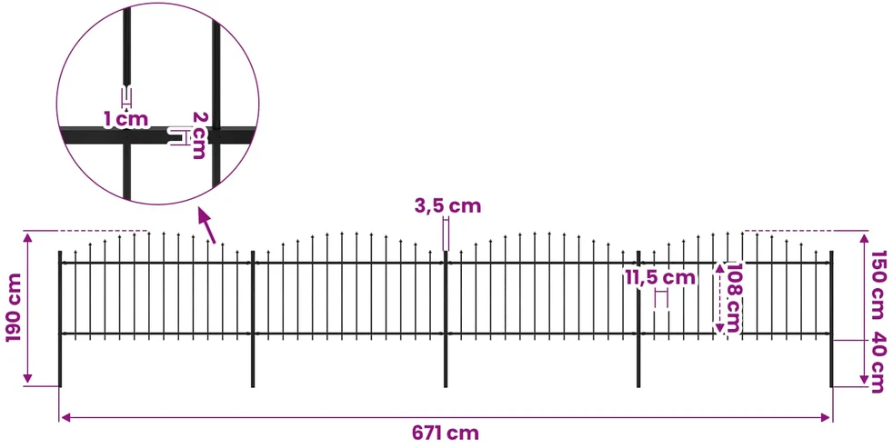 Sodo tvora su iečių viršug., juoda, (1,25-1,5)x6,8m, plienas