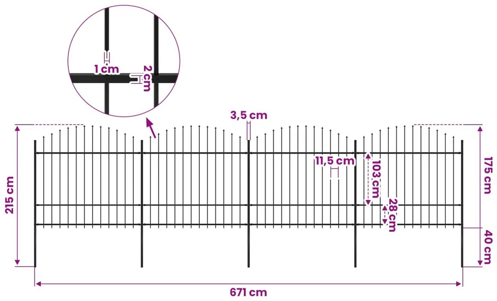 Sodo tvora su iečių viršug., juoda, (1,5-1,75)x6,8m, plienas