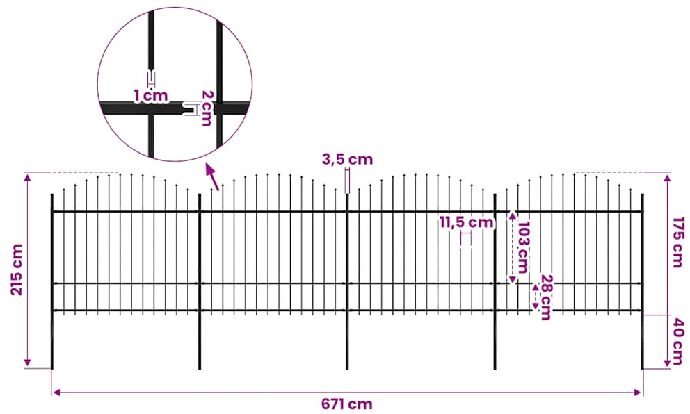 Sodo tvora su iečių viršug., juoda, (1,5-1,75)x6,8m, plienas