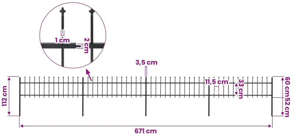 Sodo tvora su iečių viršugal., juoda, 6,8x0,6m, plienas
