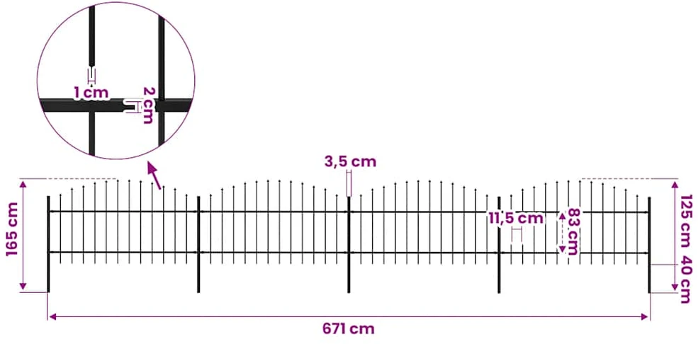 Sodo tvora su iečių viršug., juoda, (1-1,25)x6,8m, plienas