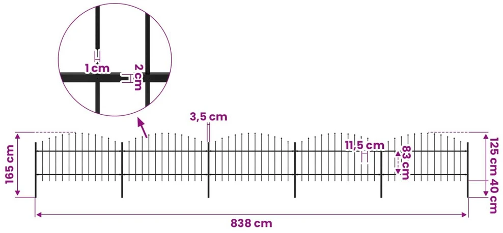 Sodo tvora su iečių viršug., juoda, (1-1,25)x8,5m, plienas