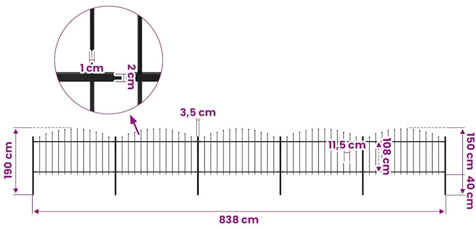 Sodo tvora su iečių viršug., juoda, (1,25-1,5)x8,5m, plienas