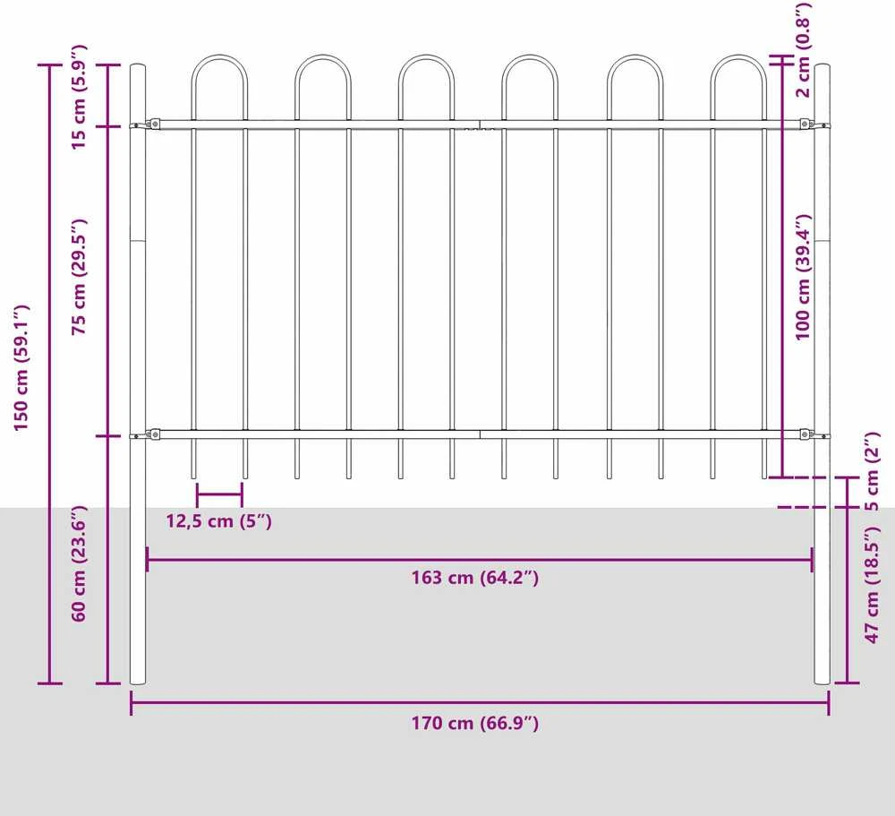 Sodo tvora BOXTEL 7 vnt. 11,9 x 1 m Miltelinis plienas Pilka