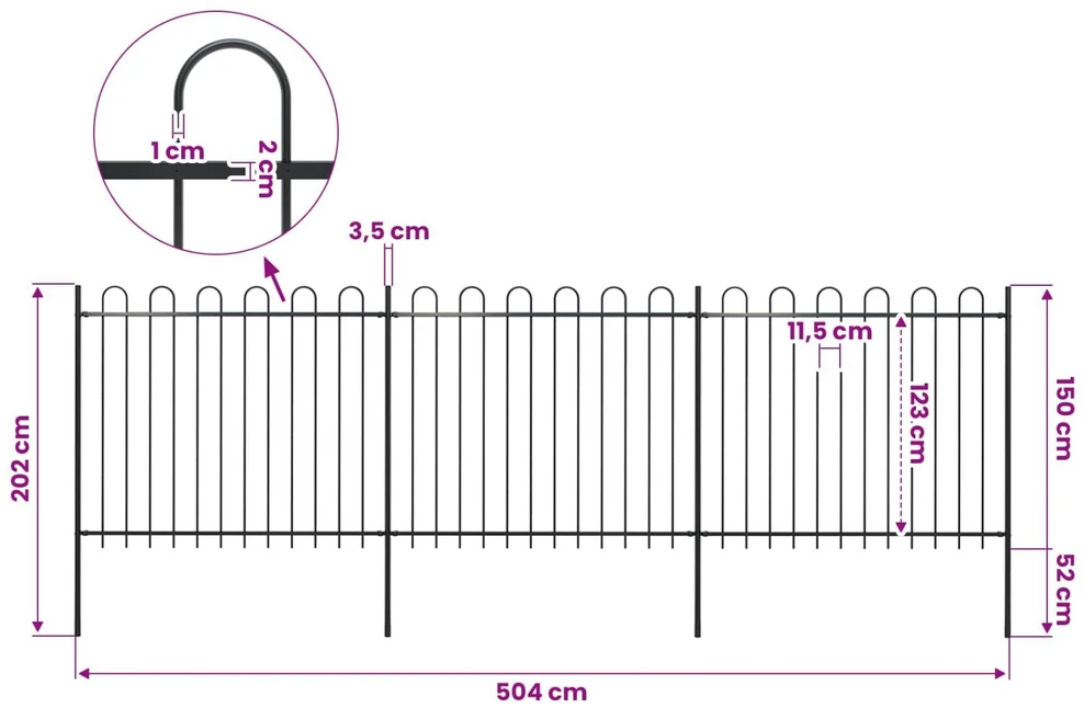 Sodo tvora su apvaliais viršugaliais, juoda, 5,1x1,5 m, plienas