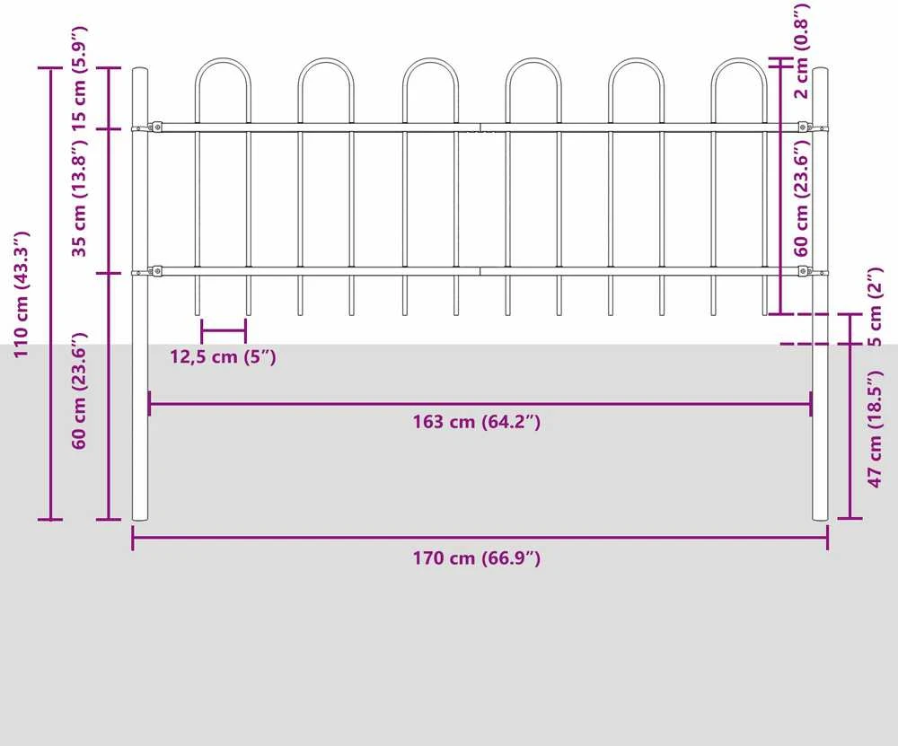 Sodo tvora BOXTEL 6 vnt. 10,2 x 0,6 m Miltelinis plienas Pilka