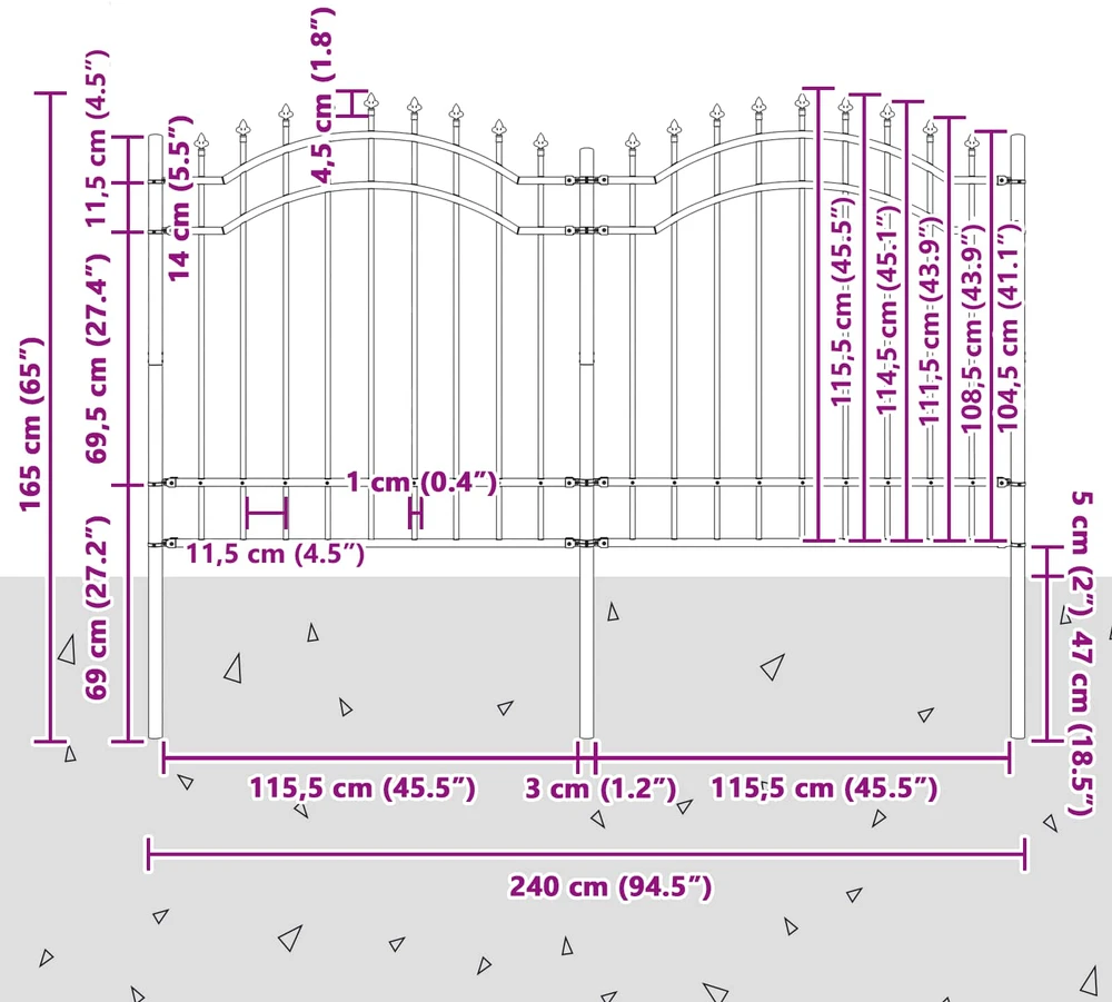 Sodo tvora WOERDEN 240 x 165 cm Pilka