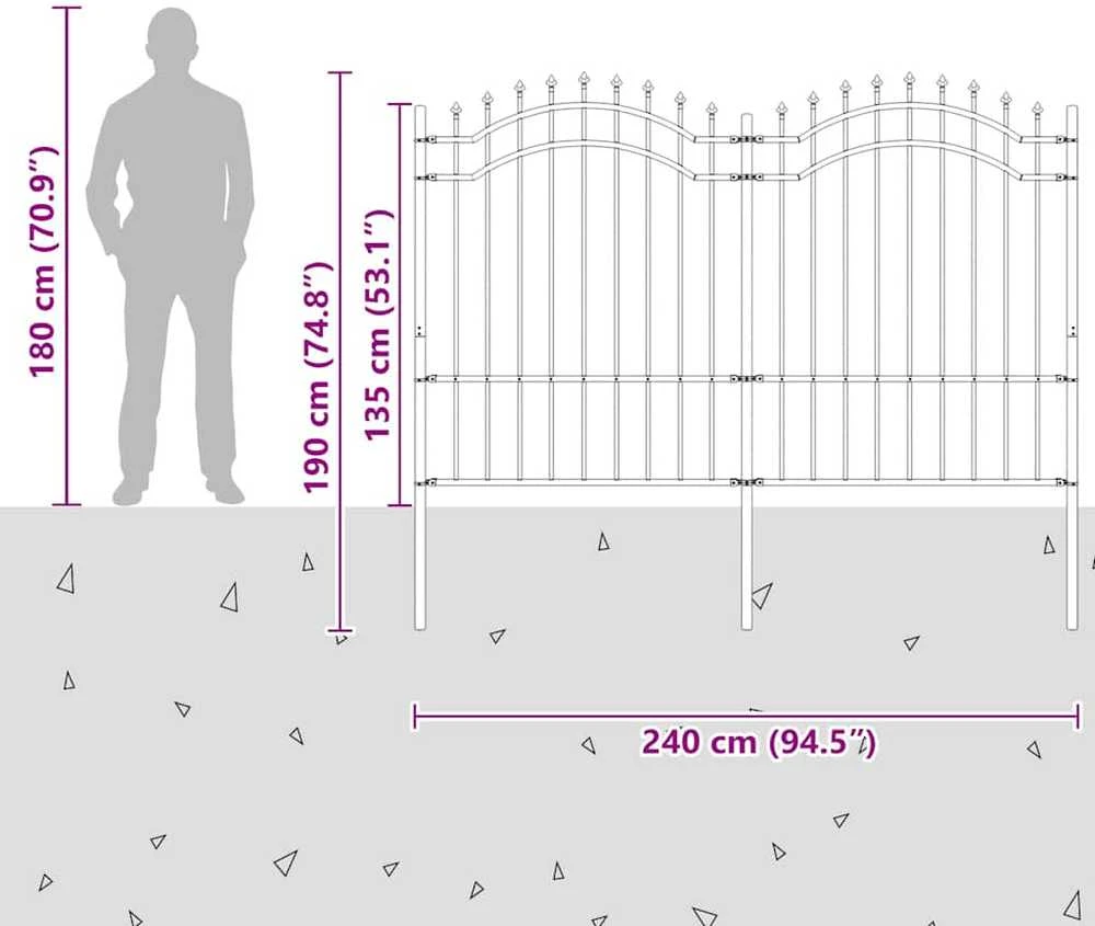 Sodo tvora su smailiomis viršūnėmis, juoda, 190cm, plienas