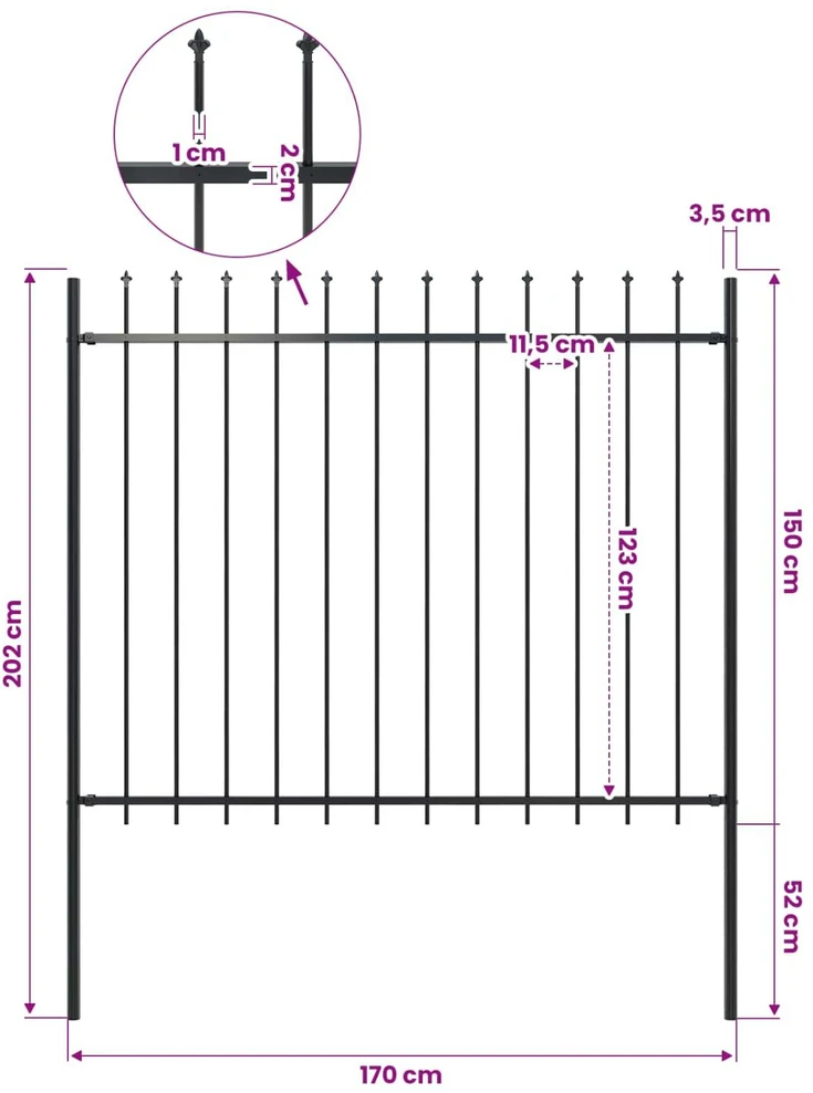 Sodo tvora su iečių viršugal., juoda, 1,7x1,5m, plienas