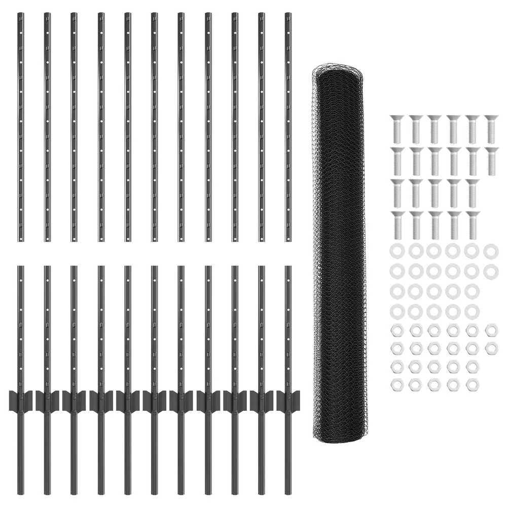 Hexagonal Fence with Post 25 x 1 m PVC dengtas plienas Pilka