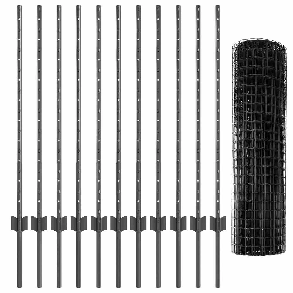 Euro tvoros su stulpu 25 x 1 m PVC dengtas plienas Pilka