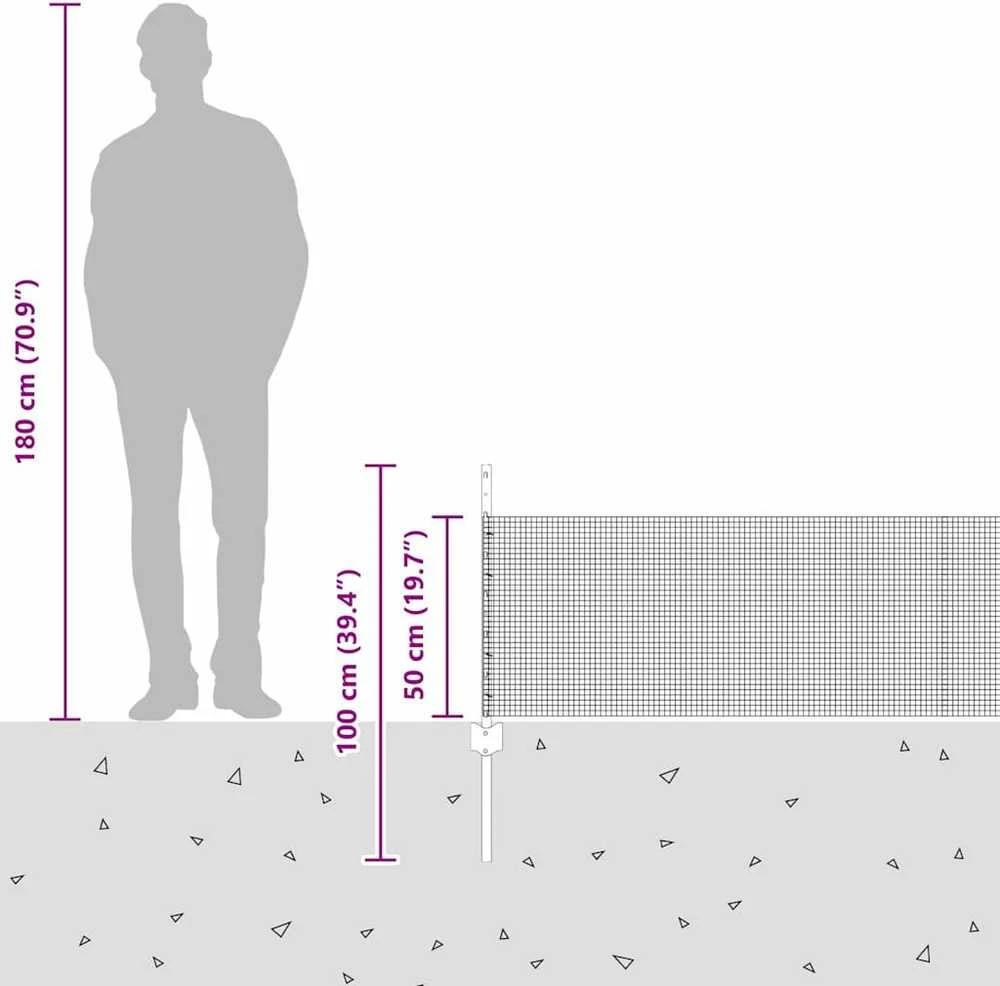 Suvirintas vielos tvora su stulpeliais 10 x 0,5 m Sidabrinė