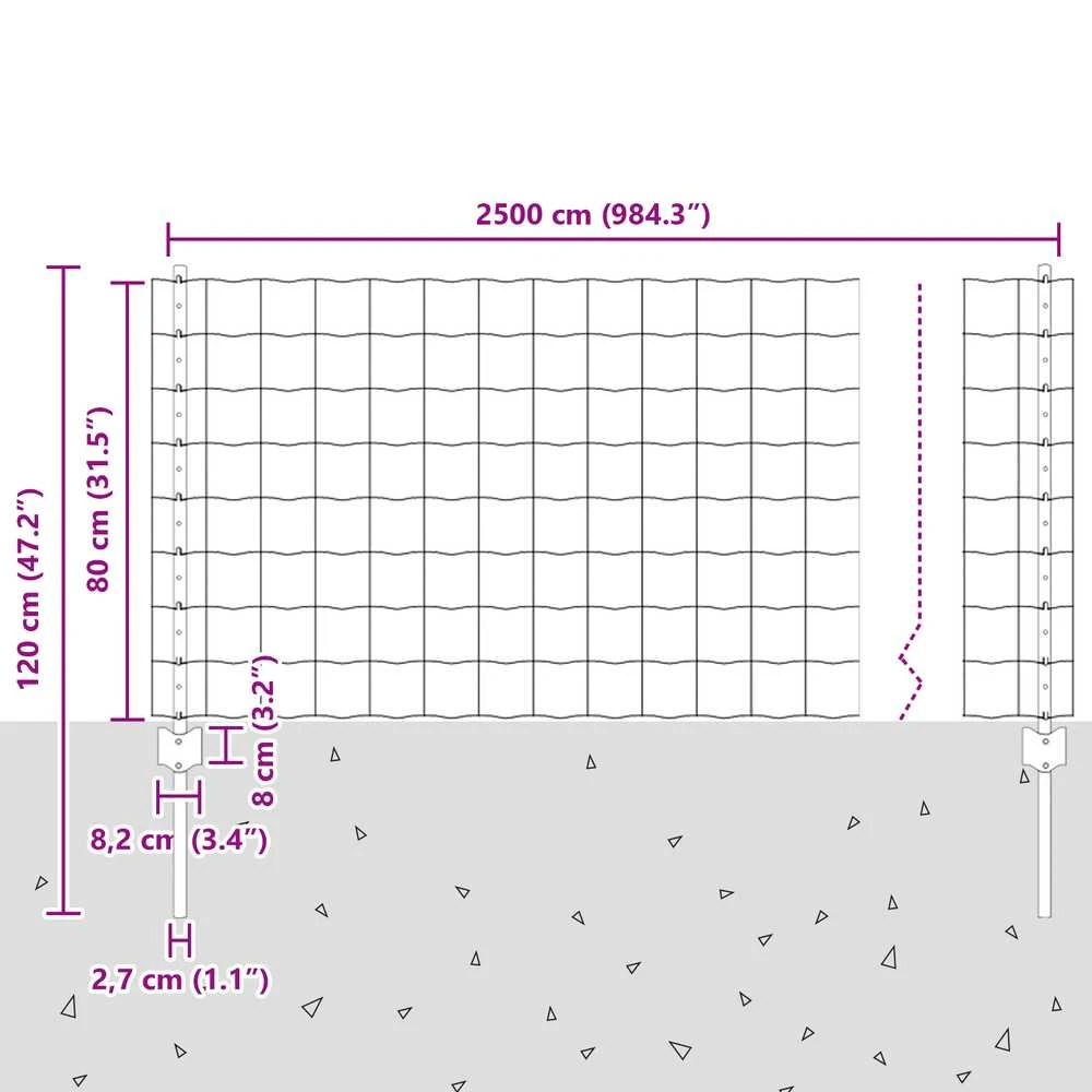 Euro tvoros su stulpu 25 x 0,8 m PVC dengtas plienas Pilka