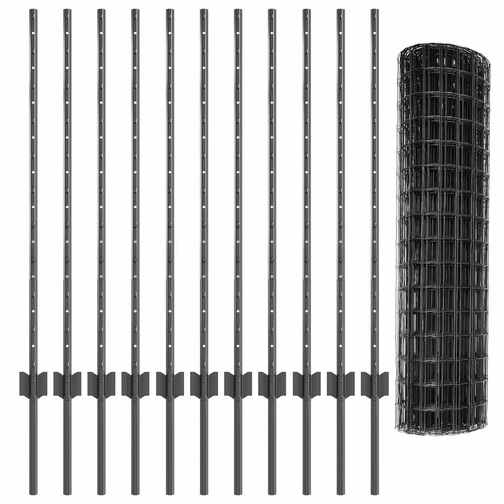 Euro tvoros su stulpu 25 x 1 m PVC dengtas plienas Pilka