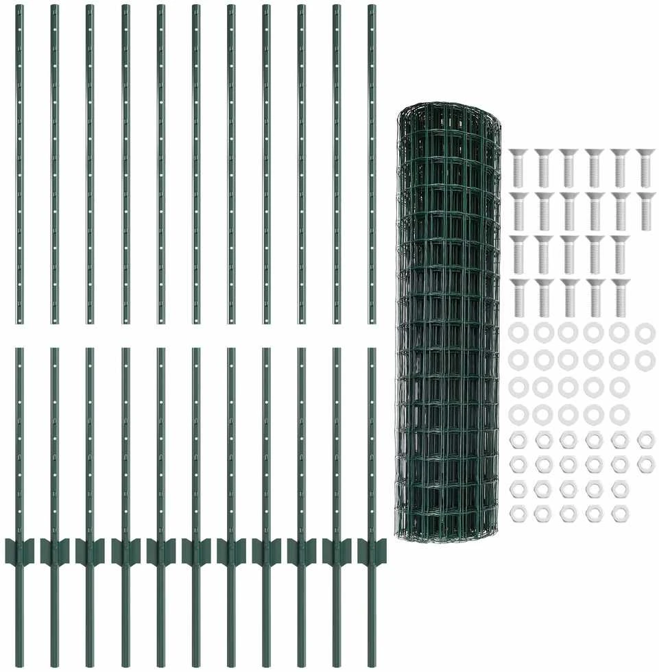 Euro tvoros su stulpu 25 x 1,2 m PVC dengtas plienas Žalia