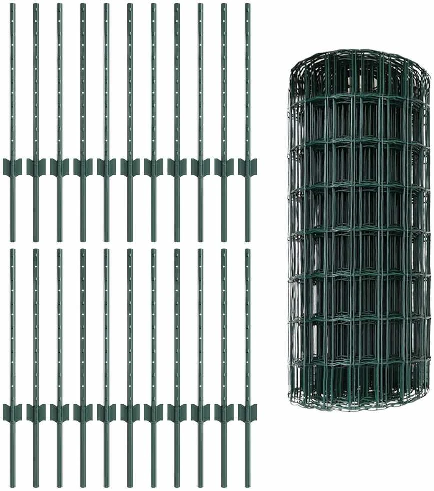 Euro tvoros su stulpu 50 x 0,6 m PVC dengtas plienas Žalia