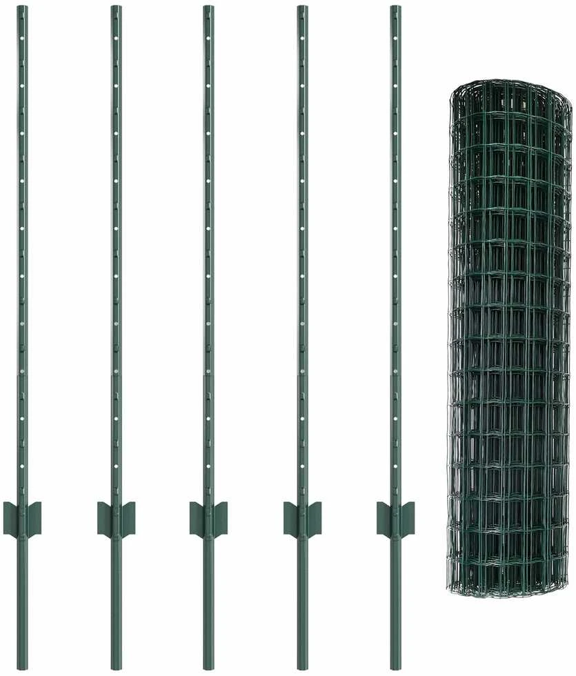 Euro tvoros su stulpu 10 x 1 m PVC dengtas plienas Žalia