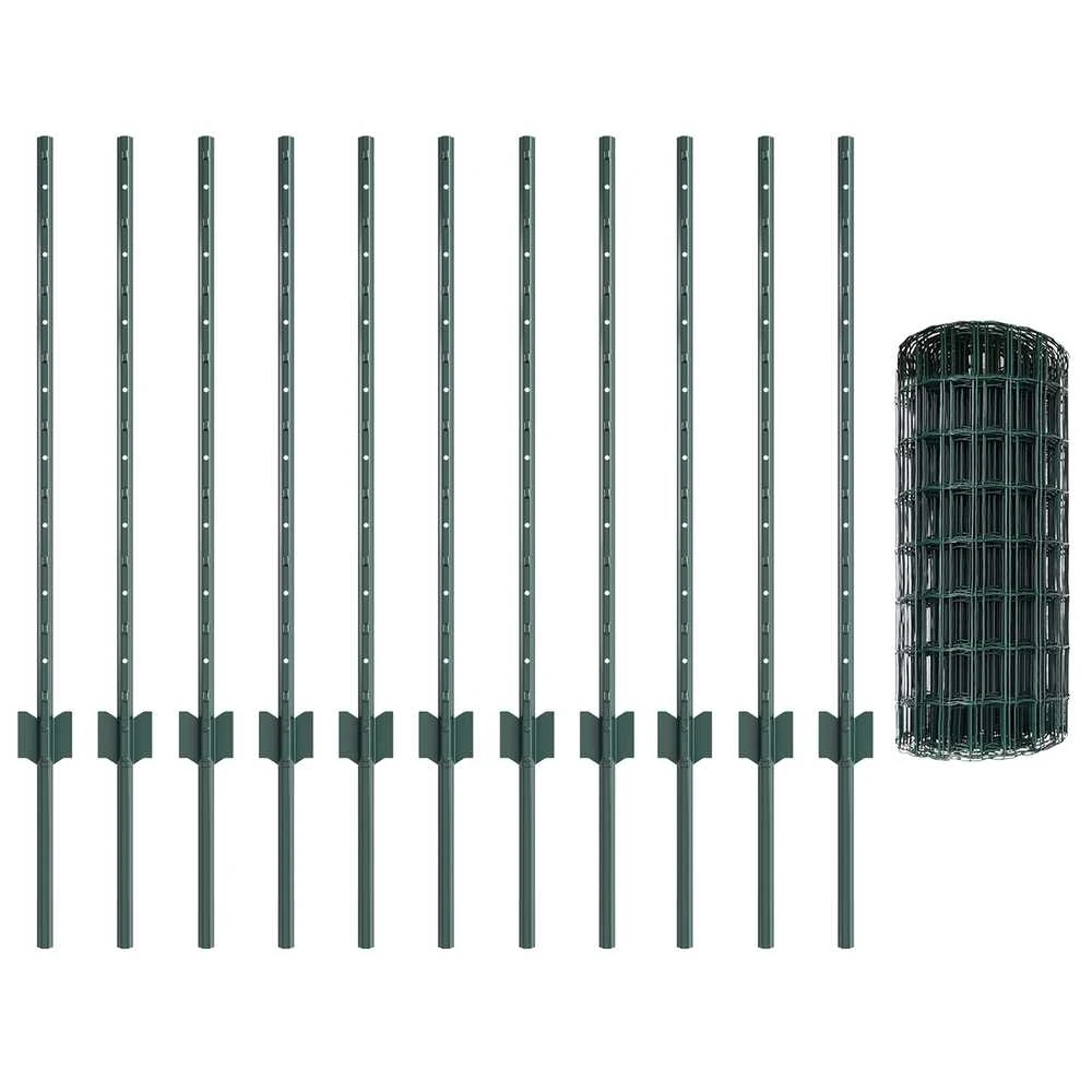 Euro tvoros su stulpu 25 x 0,8 m PVC dengtas plienas Žalia