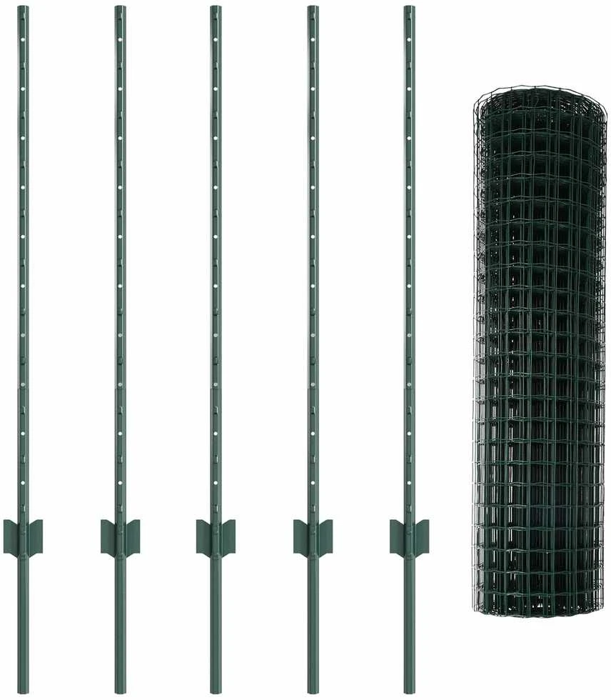 Euro tvoros su stulpu 10 x 1 m PVC dengtas plienas Žalia