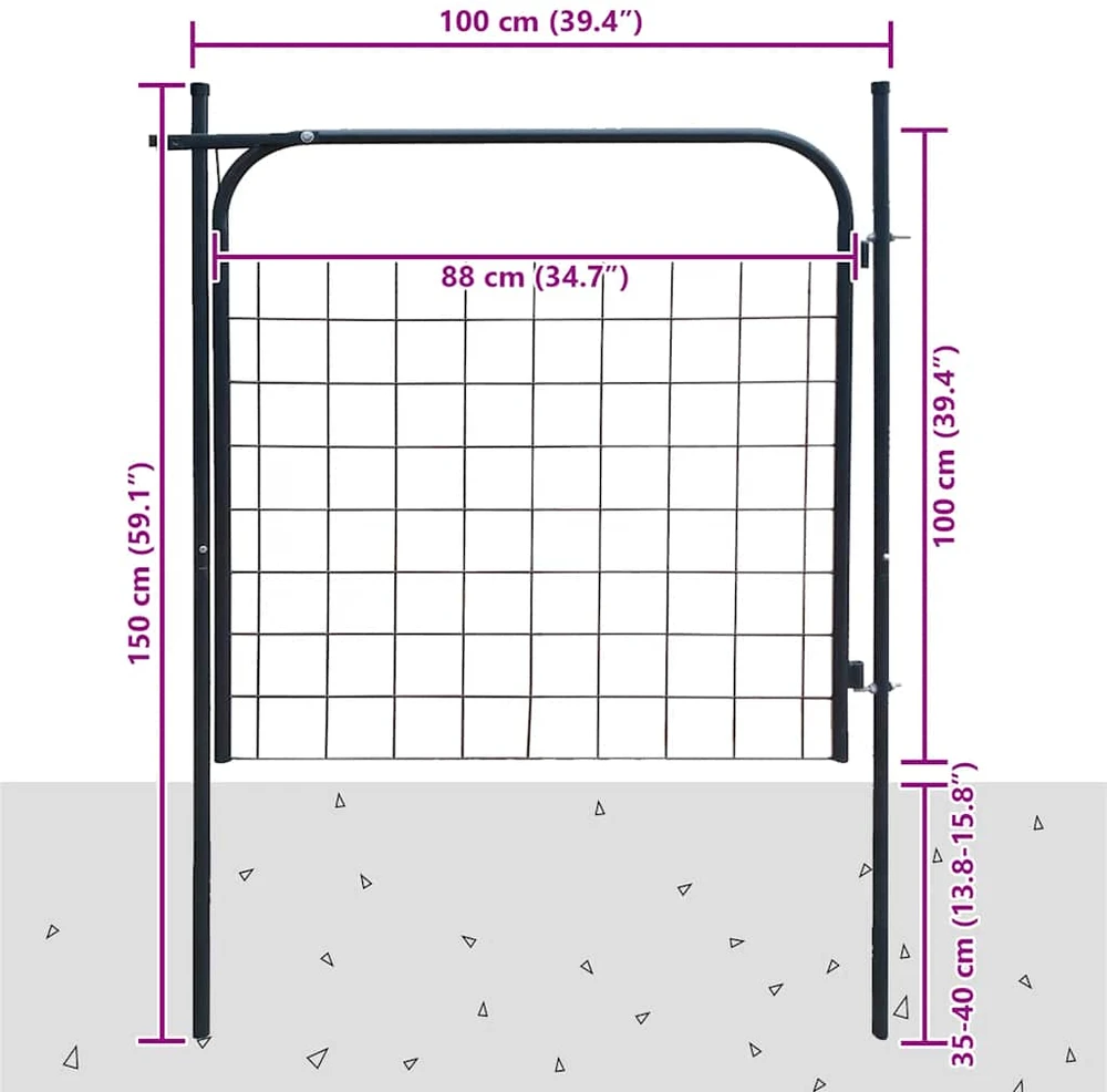 Sodo tvoros vartai 100 x 100 cm, antracito spalvos