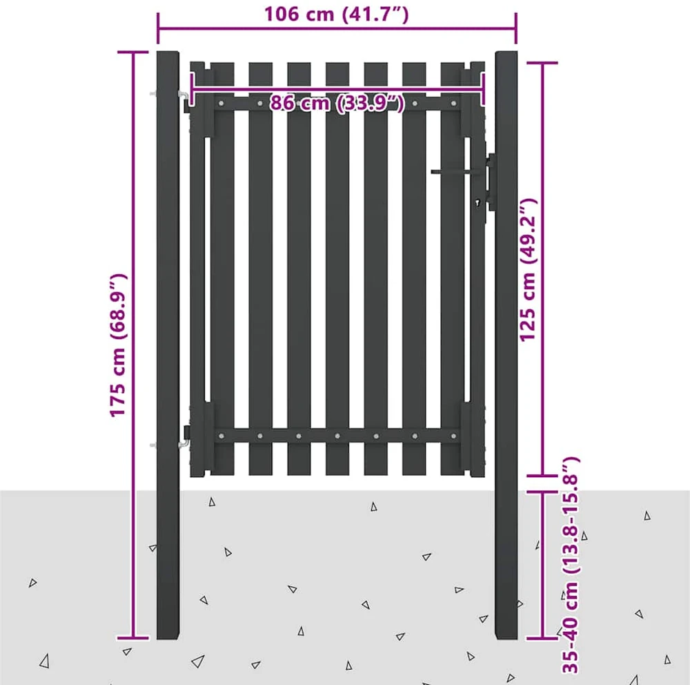 Sodo vartai, antracito spalvos, 1x1,7m, plienas