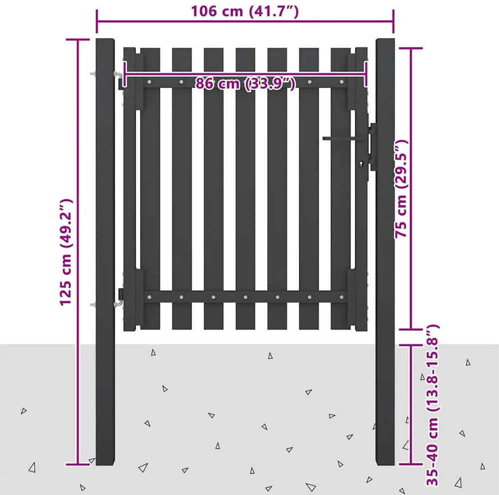 Sodo vartai, antracito spalvos, 1x1,25m, plienas