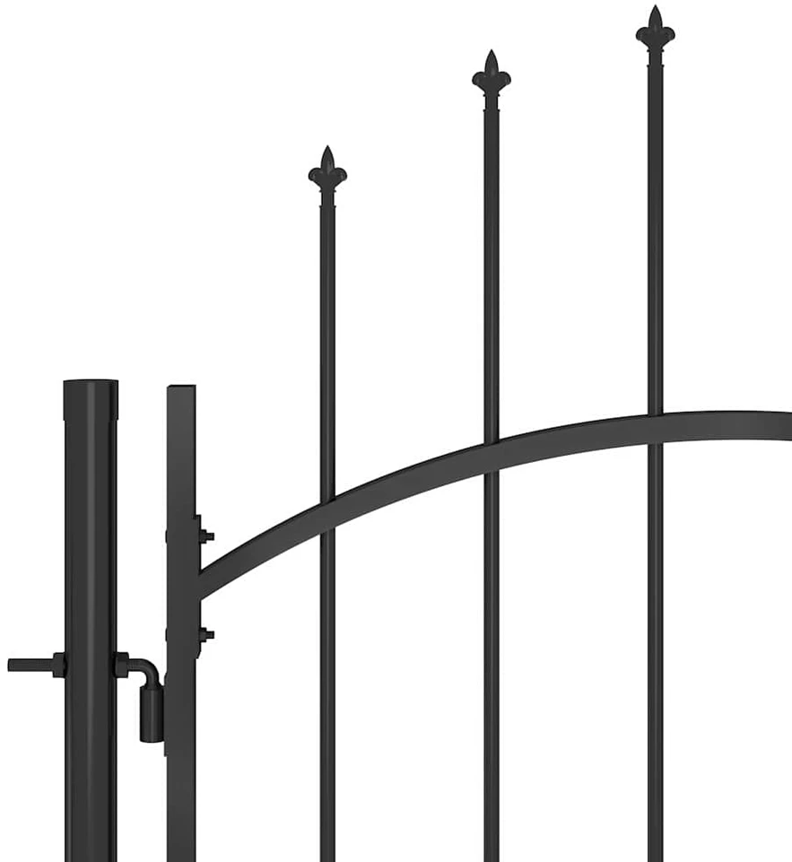 Sodo vartai su iečių viršugaliais, juodos spalvos, 5x1,75m