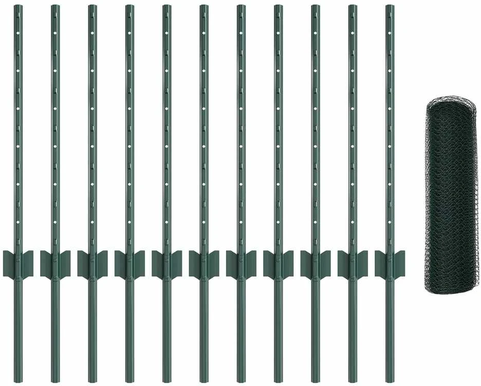 Hexagonal Fence with Post 25 x 0,5 m PVC dengtas plienas Žalia