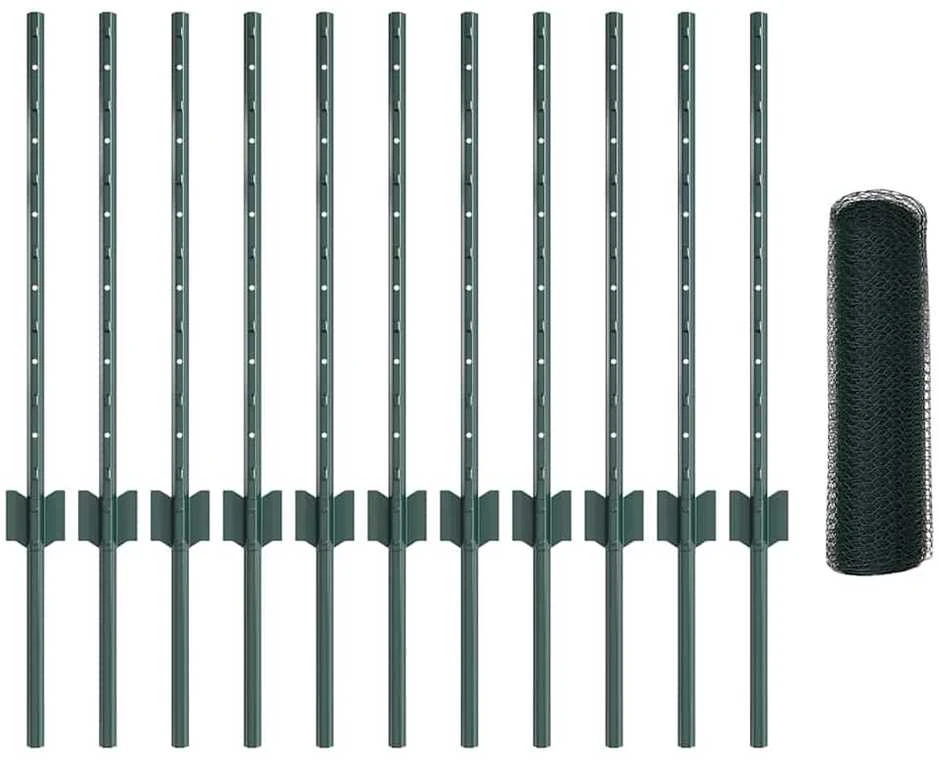 Hexagonal Fence with Post 25 x 0,5 m PVC dengtas plienas Žalia