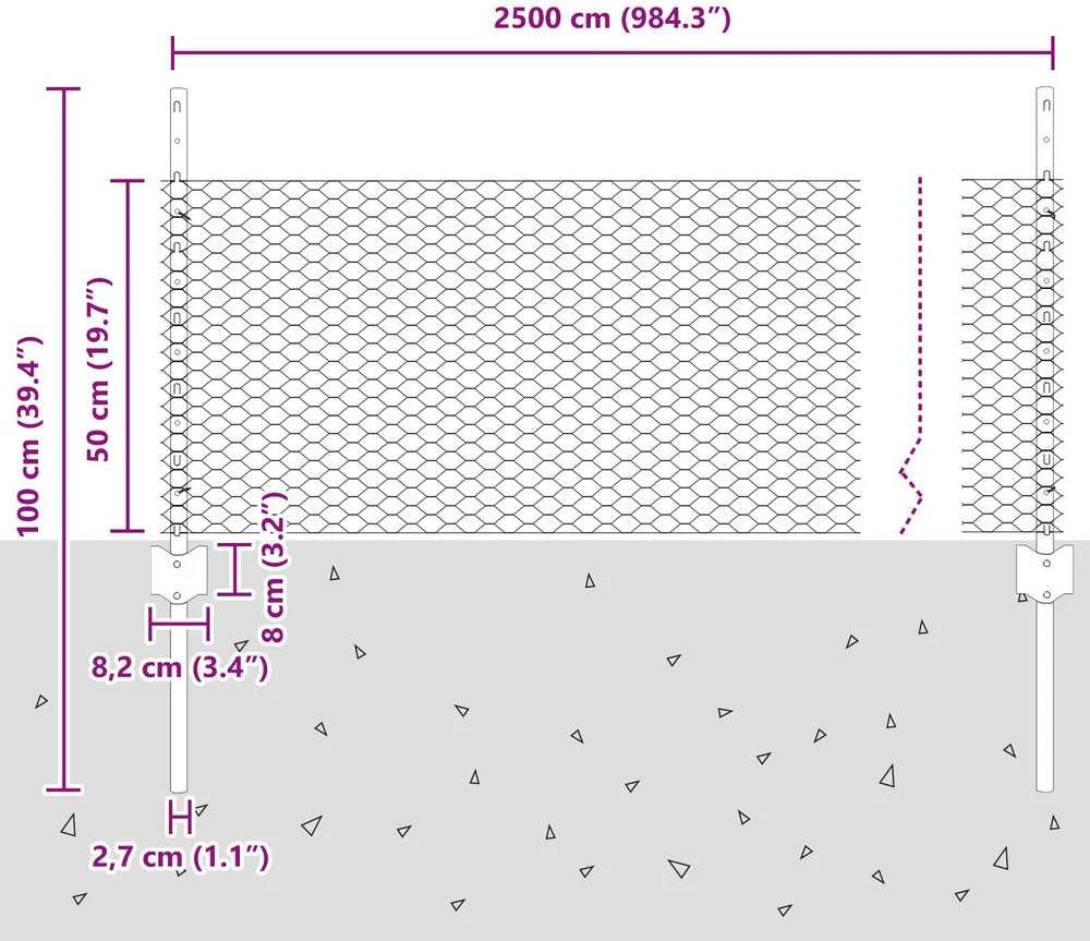 Hexagonal Fence with Post 25 x 0,5 m PVC dengtas plienas Žalia