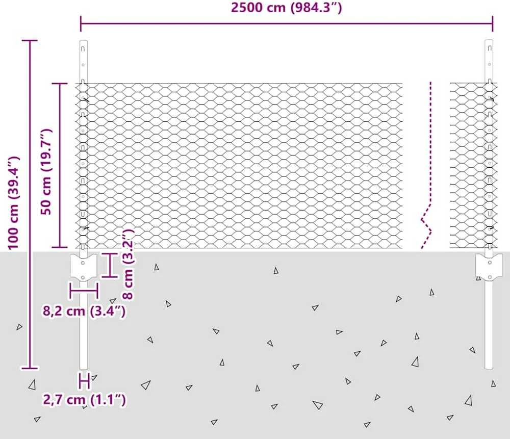 Hexagonal Fence with Post 25 x 0,5 m PVC dengtas plienas Žalia