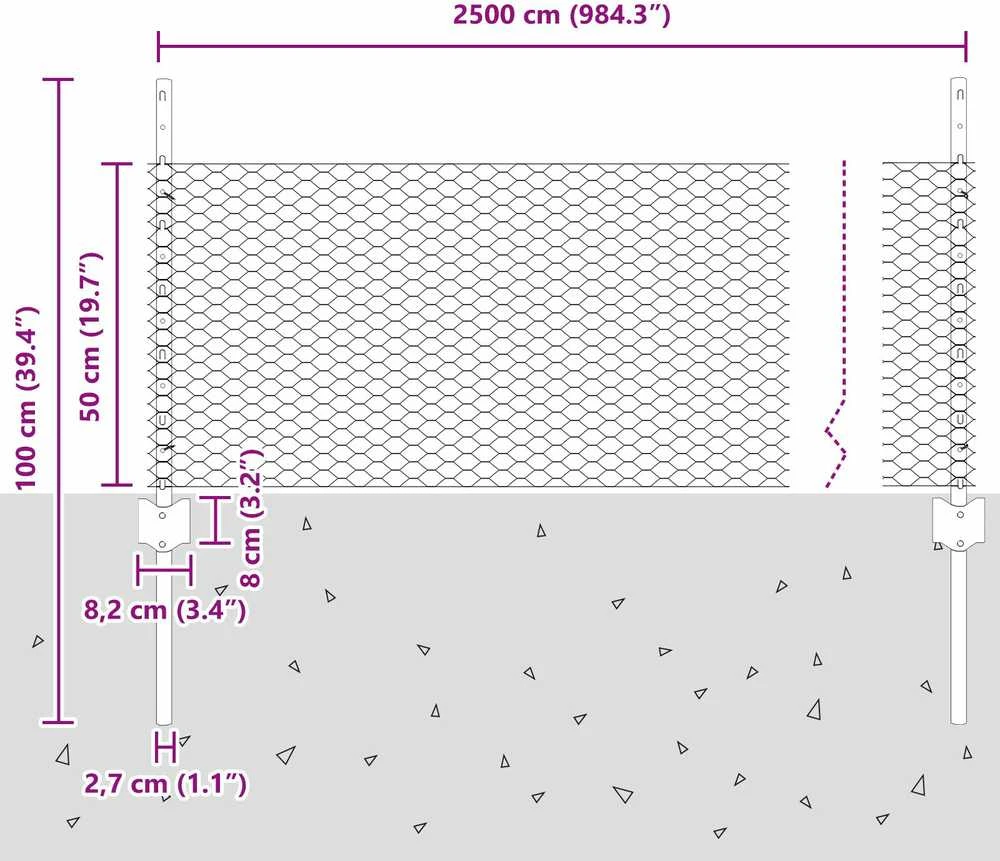 Hexagonal Fence with Post 25 x 0,5 m PVC dengtas plienas Žalia