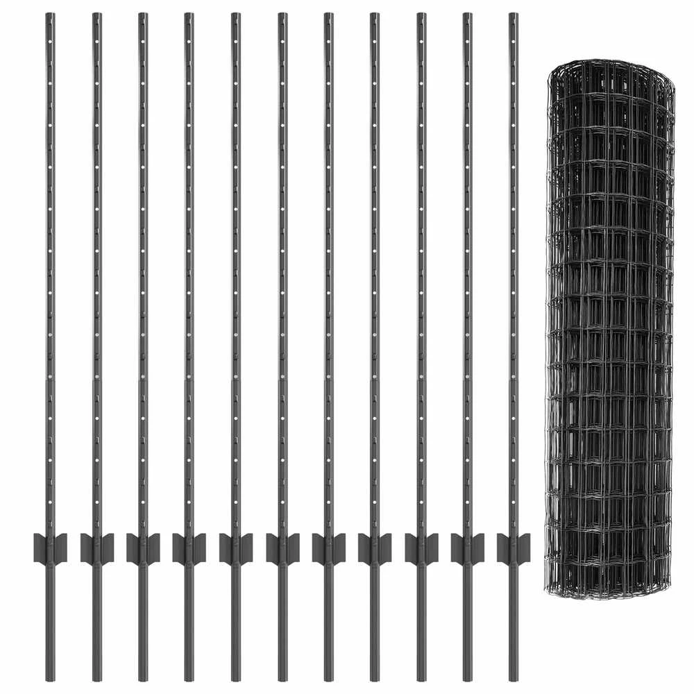 Euro tvoros su stulpu 25 x 1,2 m PVC dengtas plienas Pilka