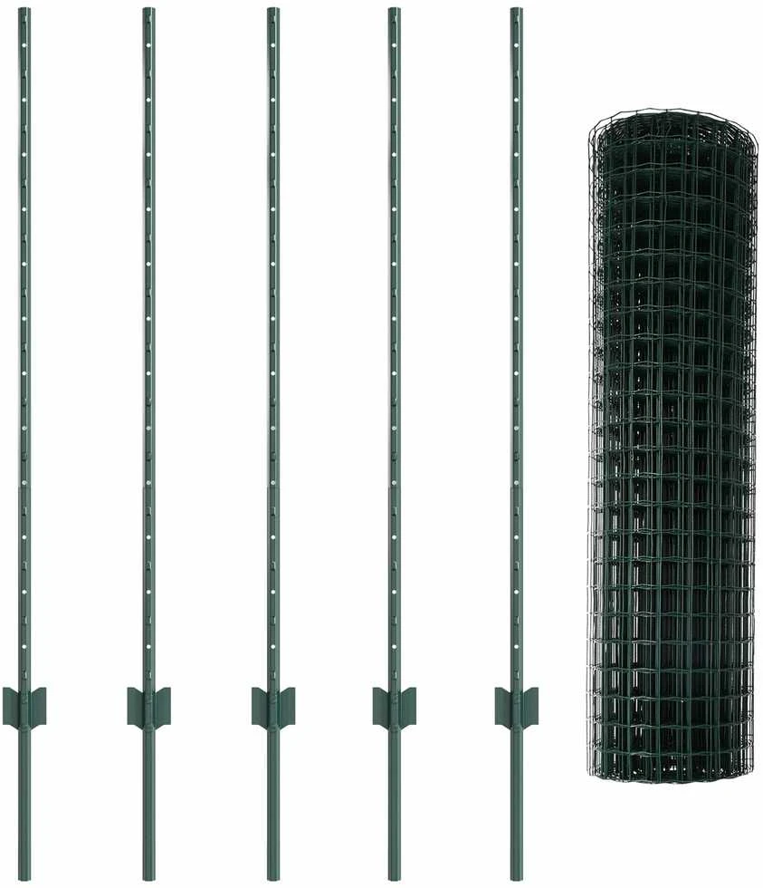 Euro tvoros su stulpu 10 x 1,2 m PVC dengtas plienas Žalia