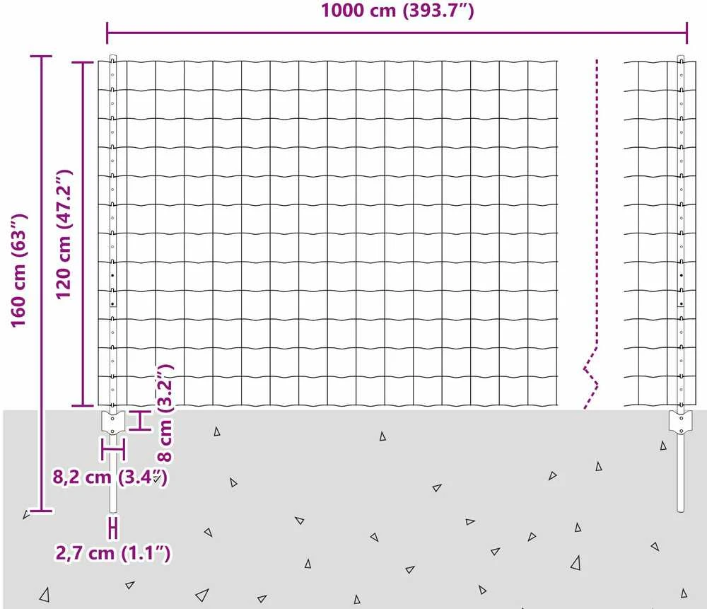 Euro tvoros su stulpu 10 x 1,2 m PVC dengtas plienas Žalia