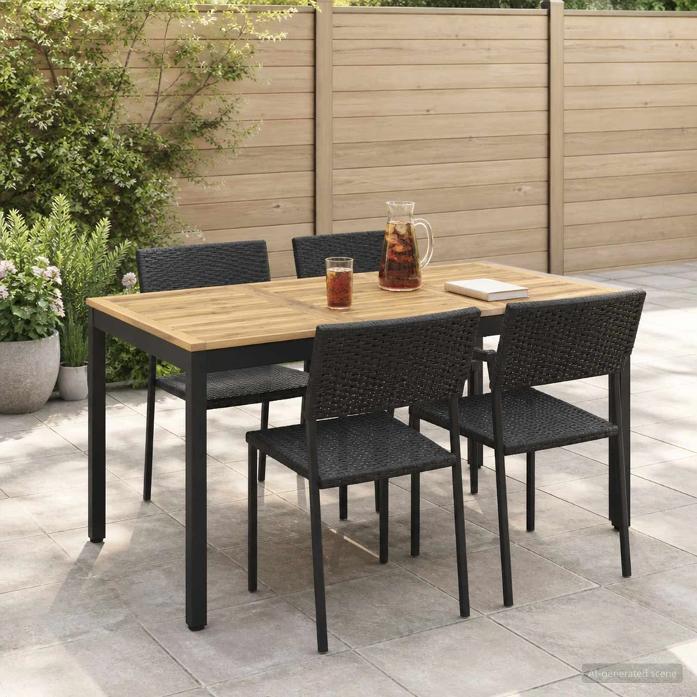 Sodo vakarienės stalas Balinta ir juoda 141 x 80,5 x 75 cm
