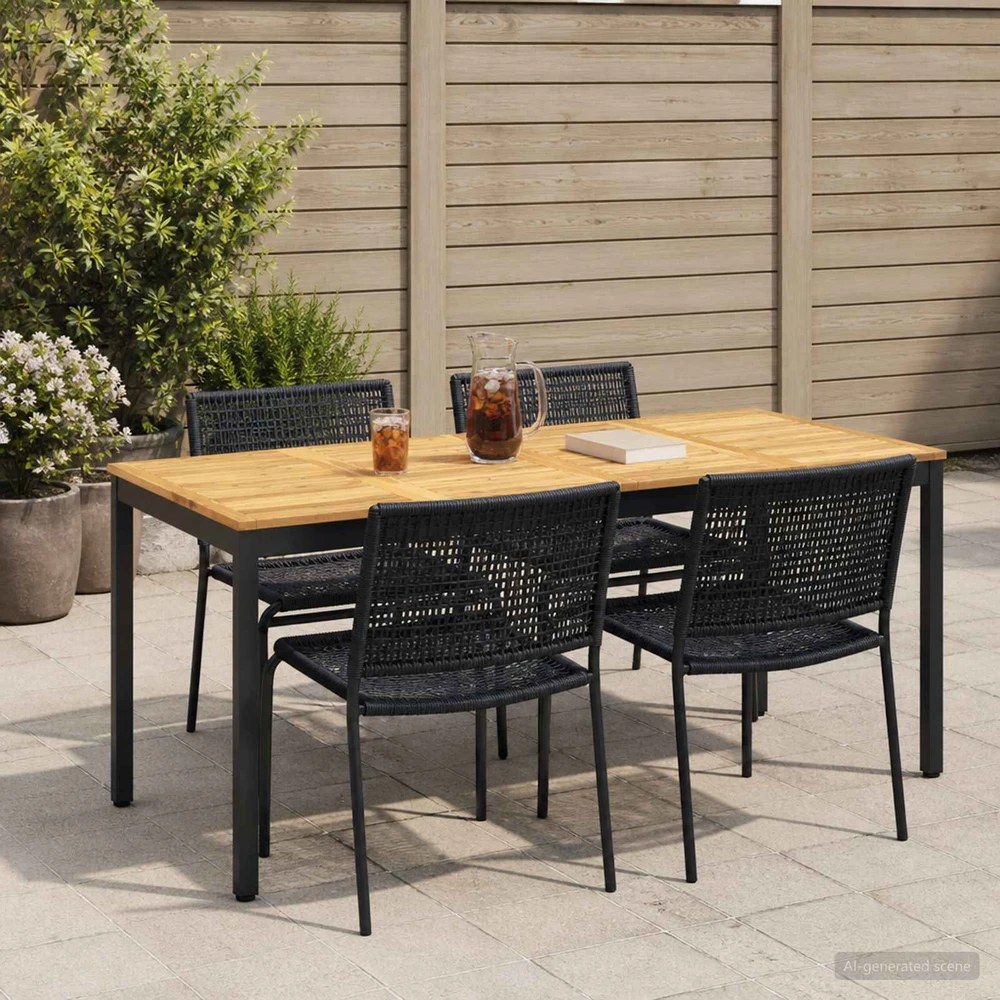 Sodo vakarienės stalas Balinta ir juoda 147 x 88,5 x 75 cm