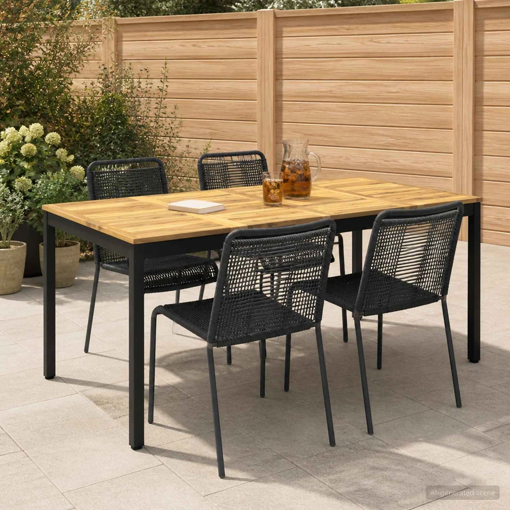 Sodo vakarienės stalas Balinta ir juoda 180 x 88,5 x 75 cm