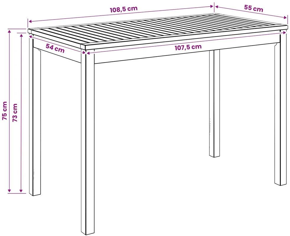 Sodo vakarienės stalas Natūrali 108,5 x 55 x 75 cm